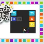Imaginea prezintă un design colorat cu blocuri numerotate, inclusiv 25, 10, 5, 35 și 50, într-un fundal negru, înconjurate de un chenar multicolor și text decorativ Reach Fifty în colțul stâng sus