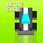 O mașină retro stilizată văzută de sus pe un fundal verde, cu textul Retro Speed în colțul stânga sus