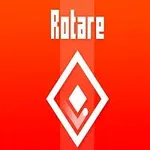 Fundal roșu cu un logo alb în formă de romb și textul Rotare deasupra