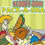 Scooby-Doo! Pack-a-Snack Personajele animate ținând mâncare într-un cadru colorat, cu textul Pack-A-Snack deasupra