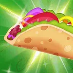 Taco colorat cu diverse ingrediente pe un fundal verde strălucitor