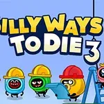 Personaje colorate cu căști de protecție lângă un panou albastru cu textul „Silly Ways to Die 3”