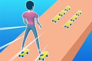Persoană care merge pe skateboard-uri pe o pistă cu skateboard-uri în fundal