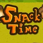 Textul Snack Time alături de ghinde pe un fundal verde