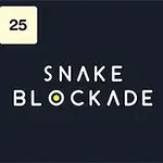 Text alb Snake Blockade pe fundal negru, înconjurat de cercuri galbene și pătrate colorate cu numere