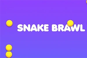Textul Snake Brawl pe fundal violet cu bile galbene