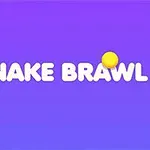 Textul Snake Brawl pe fundal violet cu bile galbene