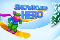 Coboară pe snowboard pe munte, evitând toate obstacolele