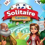 Trei personaje animate, un bărbat mai în vârstă, o femeie mai în vârstă și o tânără care ține o pensulă, alături de un bărbat cu barbă, cu cărți de joc în fundal și un banner cu text pe fundal de grădină