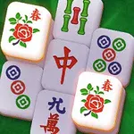 Piese de Mahjong cu simboluri florale și caractere chinezești pe un fundal verde