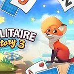 Vulpe animată pe plajă înconjurată de cărți de joc