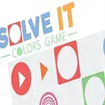 Text colorat și forme geometrice în diferite culori pe un fundal alb