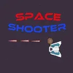 Nave spațiale și text colorat „Space Shooter” pe un fundal întunecat