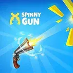 Un pistol care trage un glonț spre bari galbene pe un fundal albastru
