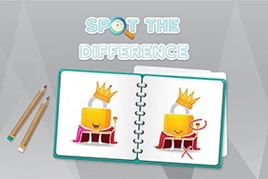 Desen cu două lacăte asemănătoare purtând coroane, pe o pagină de caiet, cu textul „Spot the Difference” deasupra