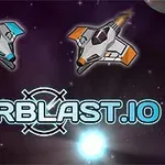Două nave spațiale colorate pe fundal cosmic, cu textul Starblast