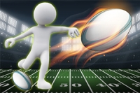 O combinație între un joc de alergare și un joc de lovit cu piciorul la rugby