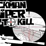 Text al stilizat cu un titlu mare și imaginea unui siluetă de stickman ținând o pușcă de lunetist, cu o țintă focalizată în partea dreaptă