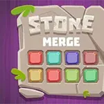 Piatra decorativă cu inscripția STONE MERGE și un model de grilaj de cărămizi colorate pe un fundal mov