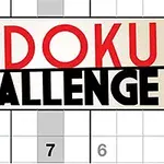 Textul SUDOKU CHALLENGE scris cu litere mari peste un grid de Sudoku parțial completat