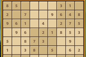 Imaginea arată o grilă de puzzle cu numere între 1 și 9 dispuse în celule maro