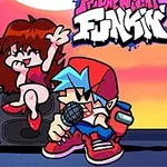 Personaje animate stau pe un difuzor, unul ținând un microfon, pe un fundal colorat, la apus