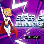 Două personaje animate de supereroi, în costume colorate, pe un fundal mov cu efecte de lumini și un text mare în mijloc