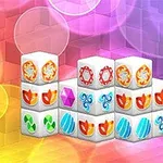 Cuburi albe cu simboluri colorate, aranjate pe un fundal vibrant de culori roz, mov și galben