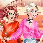 Trei femei îmbrăcate elegant, cu coafuri și machiaj diferit, stând împreună într-un interior luxos; una dintre ele ține un telefon