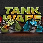 Două tancuri, unul verde și unul albastru, se confruntă cu tunurile aprinse, având în fundal textul TANK WARS