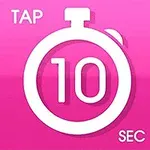 Cronometru alb pe un fundal roz cu textul TAP 10 SEC