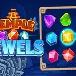 Logo colorat cu pietre prețioase strălucitoare și un templu stilizat în fundal