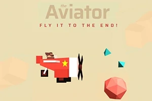 Un avion roșu stilizat zboară printre forme geometrice colorate, pe un fundal deschis cu text deasupra