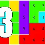 Numărul „13” suprapus peste un fundal de pătrate colorate, fiecare având un număr scris în interior