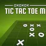 Ilustrație cu table de joc în format 3D pe fundal verde, cu titlul „Tic Tac Toe Mania”