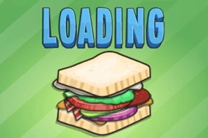 Textul LOADING deasupra unui sandviș colorat pe un fundal verde