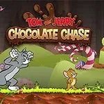 Tom and Jerry: Chocolate Chase O pisică și un șoarece într-un peisaj de poveste cu bomboane și ciocolată, alergând unul după celălalt