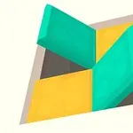 Două piese de puzzle în formă de L, una verde și una galbenă, așezate pe un fundal gri