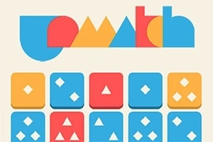Logo colorat cu piese pătrate roșii, galbene și albastre având simboluri geometrice albe