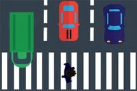 Pietonul acesta rămâne blocat pe o trecere de pietoni