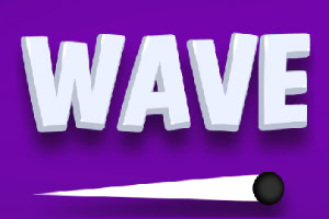 Textul WAVE 3D alb pe un fundal violet cu o bilă neagră și o coadă de lumină albă