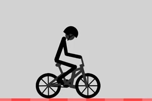 Siluetă de stickman pe bicicletă cu cască, pe un fundal gri