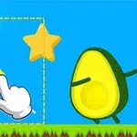 Un deget animat trasează o linie spre un avocado și o stea, în timp ce un emoji zâmbitor se află în apropiere