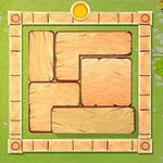Puzzle cu piese de lemn pe un fundal cu tematică de natură și sate