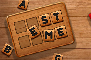Tabla de puzzle din lemn cu litere aranjate pentru a forma cuvântul „ESTE” și alte litere împrăștiate pe fundal