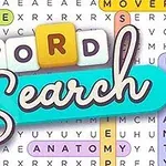Cuvintele Word Search colorate și evidențiate pe un fundal de căutare de cuvinte, cu mai multe cuvinte încercuite în culori diferite