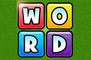 Litere colorate care formează cuvântul WORD pe un fundal verde