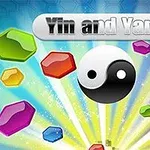 Imaginea prezintă un simbol Yin și Yang înconjurat de forme geometrice colorate pe un fundal cu raze luminoase