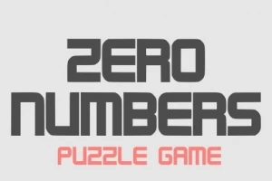 Textul ZERO NUMBERS în gri și PUZZLE GAME în roșu pe un fundal alb