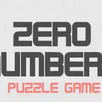 Textul ZERO NUMBERS în gri și PUZZLE GAME în roșu pe un fundal alb